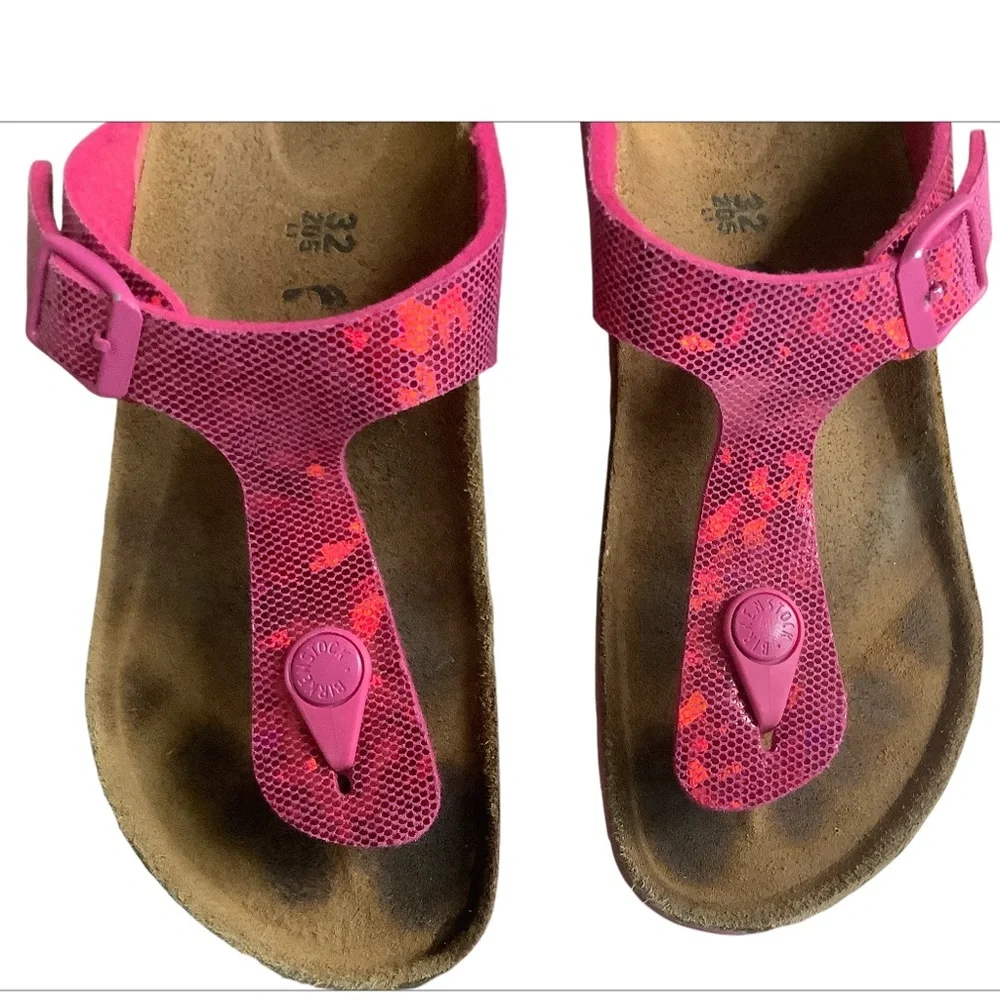Birkenstock Gizeh Girls Hologram Pink Size 32 (US 1) Summer Casual